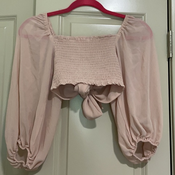 Blush BJ Front Tip Half Sleeve Crop Top - Picture 2 of 2